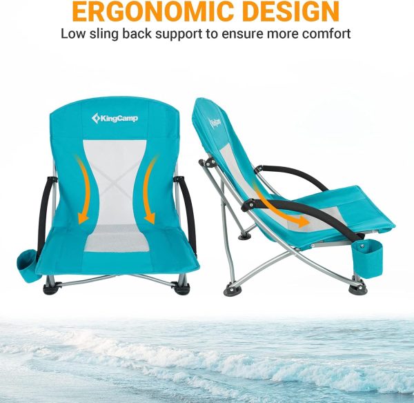 KingCamp Low Beach Chairs, Portable Folding Chair for Adults Extra Wide Ergonomic High Back Seat 300lbs Heavy Duty Lightweight Oversized Gear with Carry Bag for Outdoor Lawn Camping Picnic - Image 10