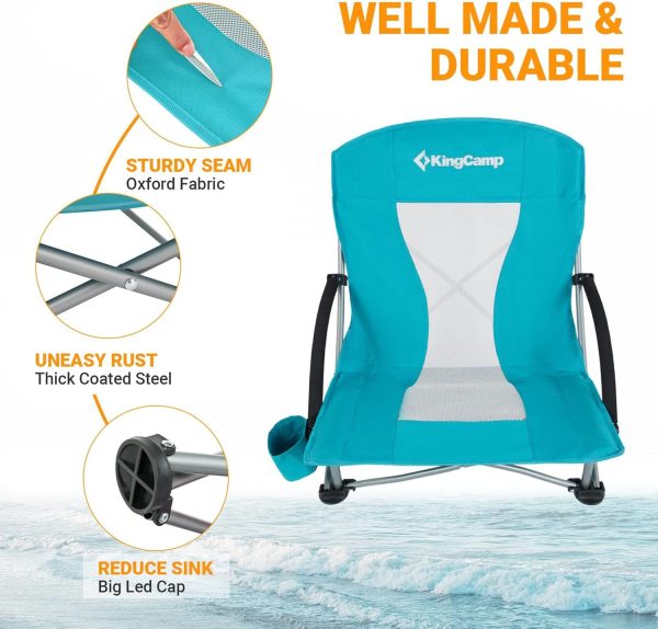 KingCamp Low Beach Chairs, Portable Folding Chair for Adults Extra Wide Ergonomic High Back Seat 300lbs Heavy Duty Lightweight Oversized Gear with Carry Bag for Outdoor Lawn Camping Picnic - Image 13