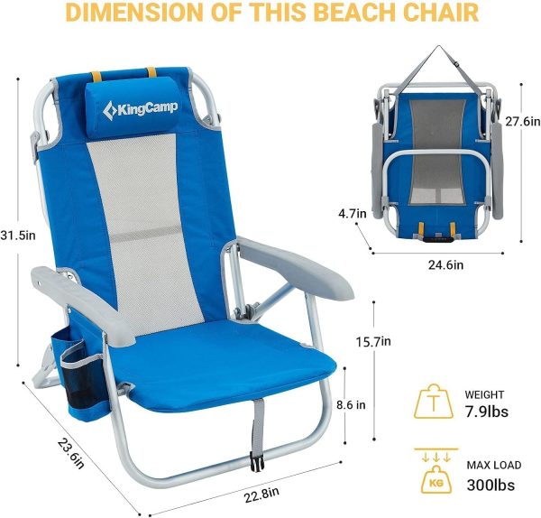 KingCamp Low Beach Chairs, Portable Folding Chair for Adults Extra Wide Ergonomic High Back Seat 300lbs Heavy Duty Lightweight Oversized Gear with Carry Bag for Outdoor Lawn Camping Picnic - Image 17
