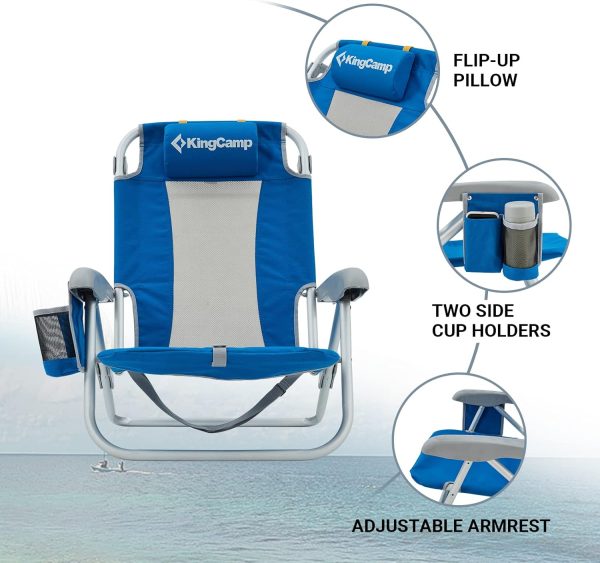 KingCamp Low Beach Chairs, Portable Folding Chair for Adults Extra Wide Ergonomic High Back Seat 300lbs Heavy Duty Lightweight Oversized Gear with Carry Bag for Outdoor Lawn Camping Picnic - Image 20