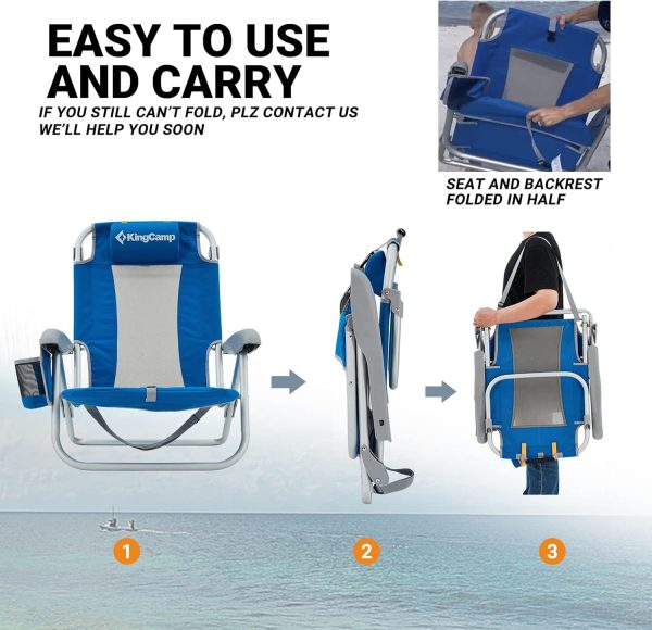 KingCamp Low Beach Chairs, Portable Folding Chair for Adults Extra Wide Ergonomic High Back Seat 300lbs Heavy Duty Lightweight Oversized Gear with Carry Bag for Outdoor Lawn Camping Picnic - Image 21