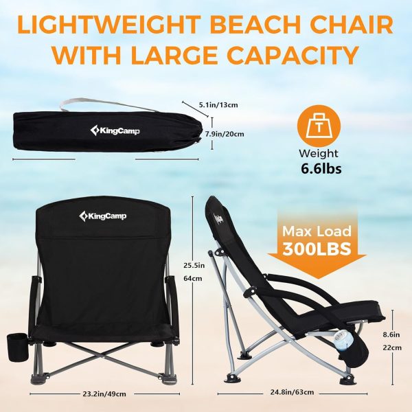 KingCamp Low Beach Chairs, Portable Folding Chair for Adults Extra Wide Ergonomic High Back Seat 300lbs Heavy Duty Lightweight Oversized Gear with Carry Bag for Outdoor Lawn Camping Picnic - Image 33