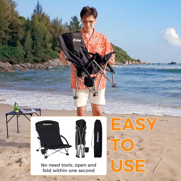 KingCamp Low Beach Chairs, Portable Folding Chair for Adults Extra Wide Ergonomic High Back Seat 300lbs Heavy Duty Lightweight Oversized Gear with Carry Bag for Outdoor Lawn Camping Picnic - Image 37