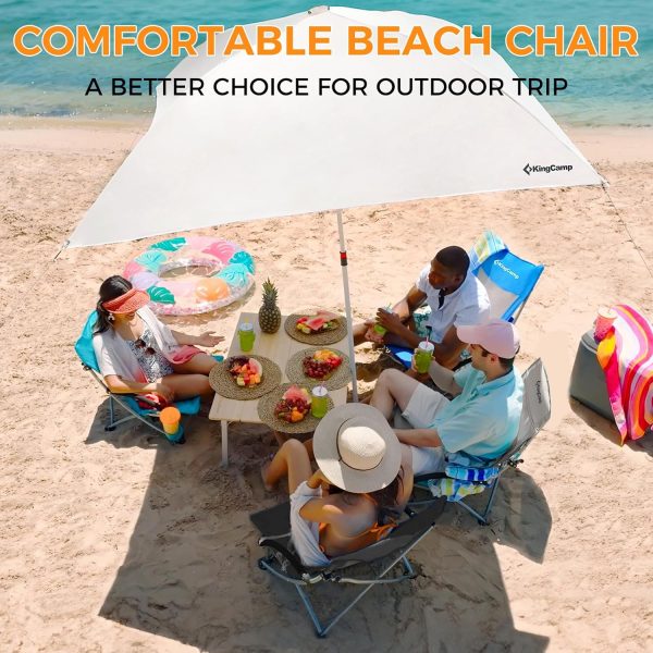 KingCamp Low Beach Chairs, Portable Folding Chair for Adults Extra Wide Ergonomic High Back Seat 300lbs Heavy Duty Lightweight Oversized Gear with Carry Bag for Outdoor Lawn Camping Picnic - Image 38