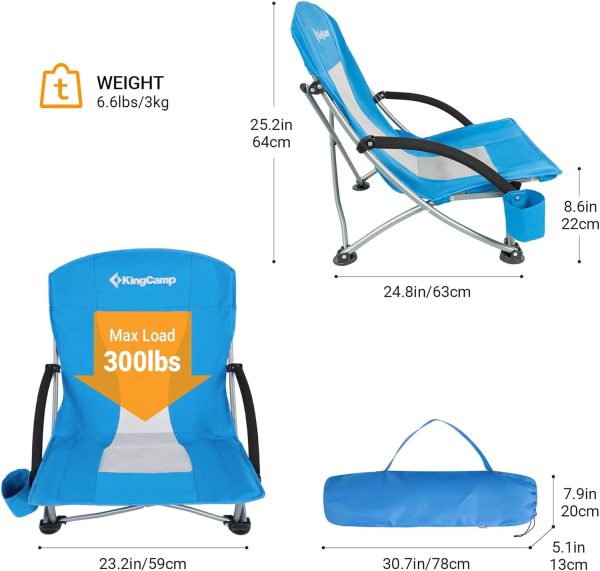 KingCamp Low Beach Chairs, Portable Folding Chair for Adults Extra Wide Ergonomic High Back Seat 300lbs Heavy Duty Lightweight Oversized Gear with Carry Bag for Outdoor Lawn Camping Picnic - Image 41