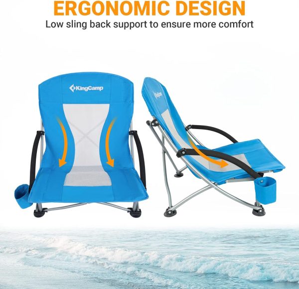 KingCamp Low Beach Chairs, Portable Folding Chair for Adults Extra Wide Ergonomic High Back Seat 300lbs Heavy Duty Lightweight Oversized Gear with Carry Bag for Outdoor Lawn Camping Picnic - Image 42