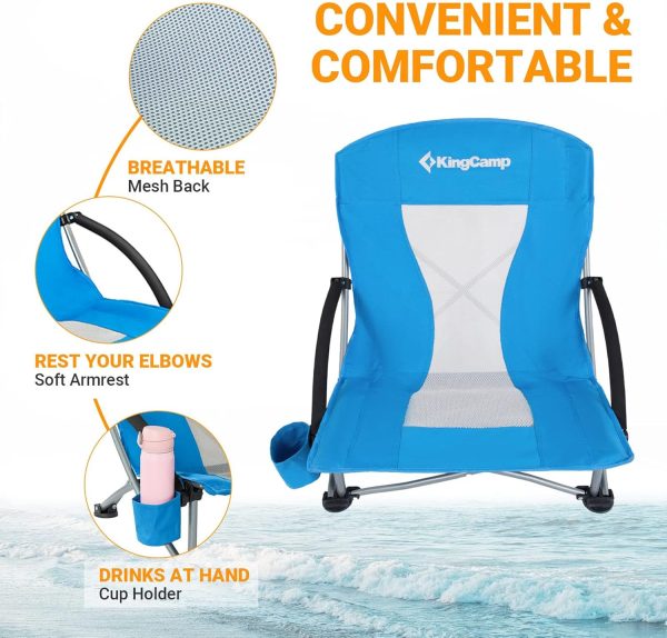 KingCamp Low Beach Chairs, Portable Folding Chair for Adults Extra Wide Ergonomic High Back Seat 300lbs Heavy Duty Lightweight Oversized Gear with Carry Bag for Outdoor Lawn Camping Picnic - Image 44