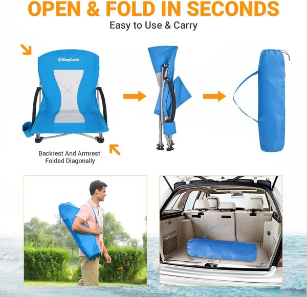 KingCamp Low Beach Chairs, Portable Folding Chair for Adults Extra Wide Ergonomic High Back Seat 300lbs Heavy Duty Lightweight Oversized Gear with Carry Bag for Outdoor Lawn Camping Picnic - Image 46