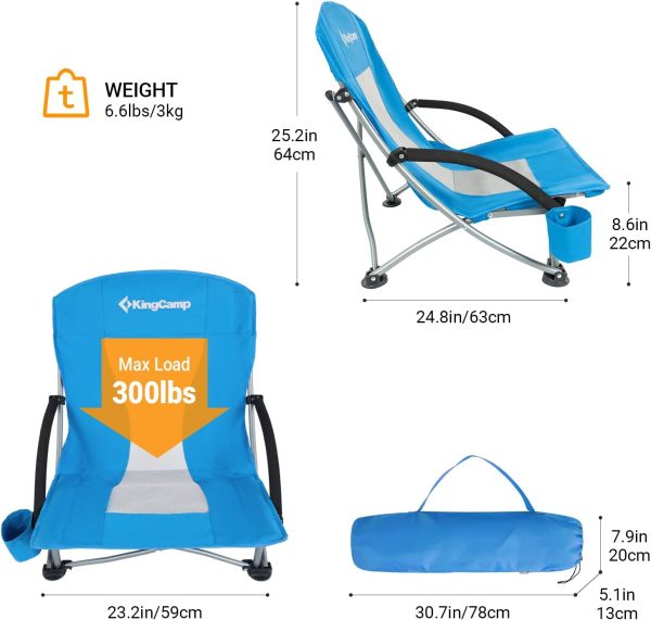 KingCamp Low Beach Chairs, Portable Folding Chair for Adults Extra Wide Ergonomic High Back Seat 300lbs Heavy Duty Lightweight Oversized Gear with Carry Bag for Outdoor Lawn Camping Picnic - Image 48