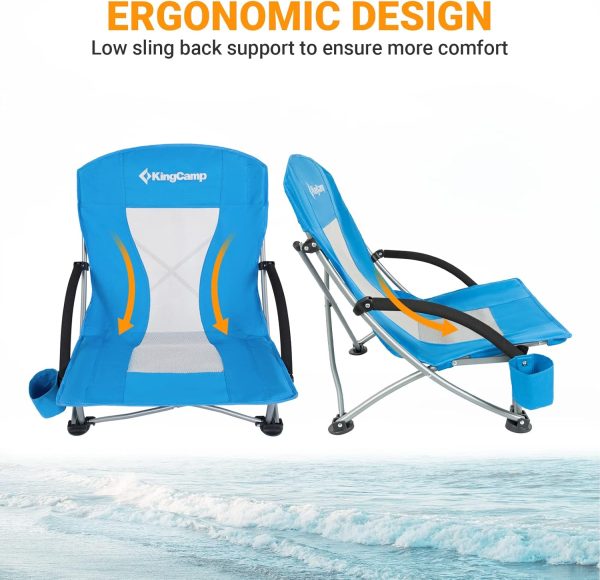 KingCamp Low Beach Chairs, Portable Folding Chair for Adults Extra Wide Ergonomic High Back Seat 300lbs Heavy Duty Lightweight Oversized Gear with Carry Bag for Outdoor Lawn Camping Picnic - Image 49