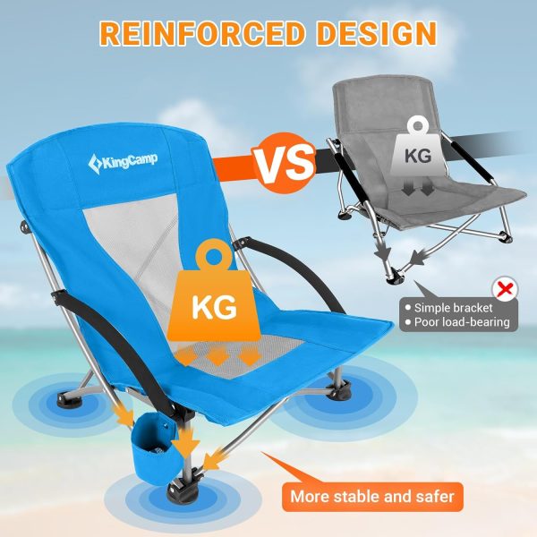 KingCamp Low Beach Chairs, Portable Folding Chair for Adults Extra Wide Ergonomic High Back Seat 300lbs Heavy Duty Lightweight Oversized Gear with Carry Bag for Outdoor Lawn Camping Picnic - Image 51