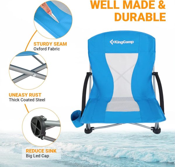 KingCamp Low Beach Chairs, Portable Folding Chair for Adults Extra Wide Ergonomic High Back Seat 300lbs Heavy Duty Lightweight Oversized Gear with Carry Bag for Outdoor Lawn Camping Picnic - Image 52
