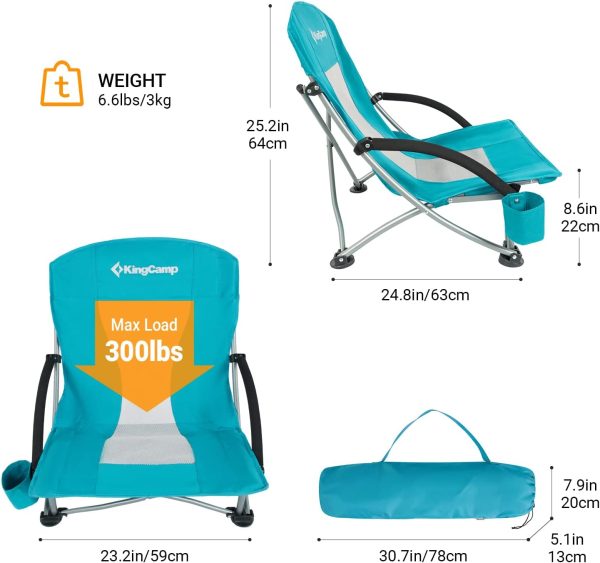 KingCamp Low Beach Chairs, Portable Folding Chair for Adults Extra Wide Ergonomic High Back Seat 300lbs Heavy Duty Lightweight Oversized Gear with Carry Bag for Outdoor Lawn Camping Picnic - Image 57