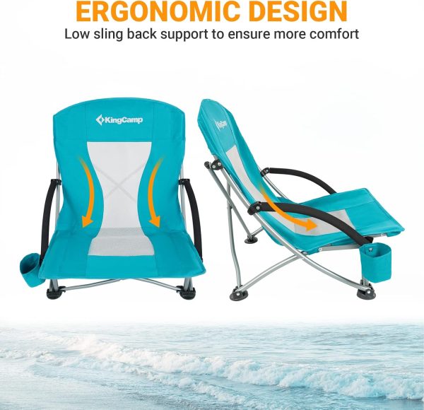 KingCamp Low Beach Chairs, Portable Folding Chair for Adults Extra Wide Ergonomic High Back Seat 300lbs Heavy Duty Lightweight Oversized Gear with Carry Bag for Outdoor Lawn Camping Picnic - Image 58