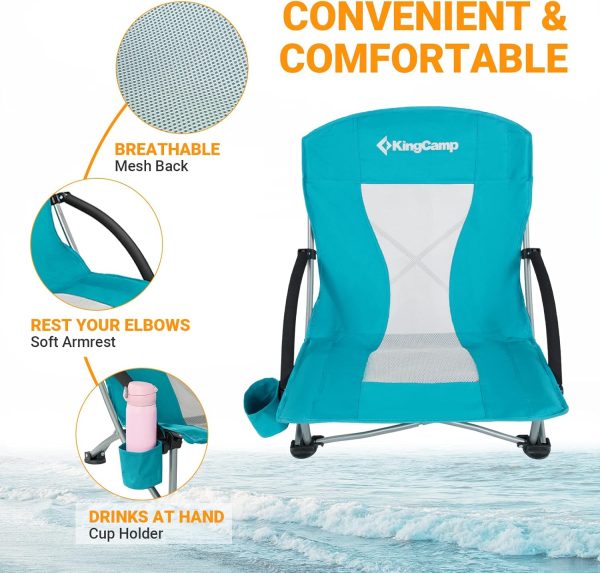 KingCamp Low Beach Chairs, Portable Folding Chair for Adults Extra Wide Ergonomic High Back Seat 300lbs Heavy Duty Lightweight Oversized Gear with Carry Bag for Outdoor Lawn Camping Picnic - Image 59