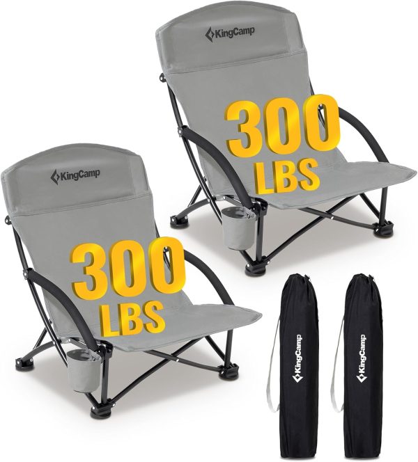 KingCamp Low Beach Chairs, Portable Folding Chair for Adults Extra Wide Ergonomic High Back Seat 300lbs Heavy Duty Lightweight Oversized Gear with Carry Bag for Outdoor Lawn Camping Picnic - Image 64
