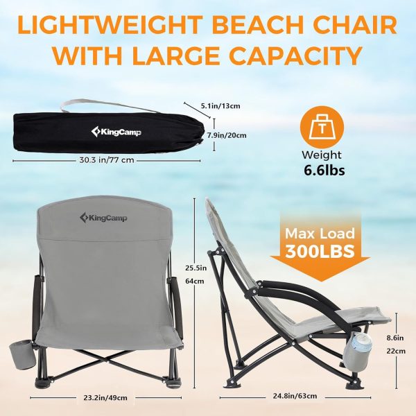 KingCamp Low Beach Chairs, Portable Folding Chair for Adults Extra Wide Ergonomic High Back Seat 300lbs Heavy Duty Lightweight Oversized Gear with Carry Bag for Outdoor Lawn Camping Picnic - Image 66