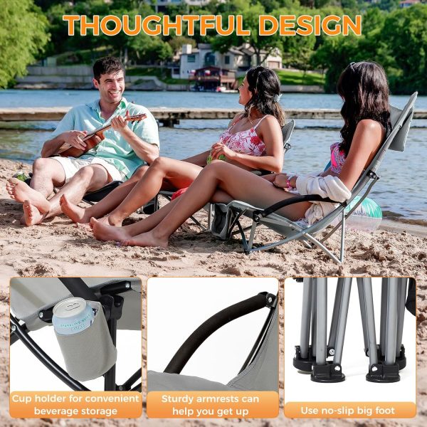 KingCamp Low Beach Chairs, Portable Folding Chair for Adults Extra Wide Ergonomic High Back Seat 300lbs Heavy Duty Lightweight Oversized Gear with Carry Bag for Outdoor Lawn Camping Picnic - Image 69