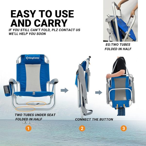 KingCamp Low Beach Chairs, Portable Folding Chair for Adults Extra Wide Ergonomic High Back Seat 300lbs Heavy Duty Lightweight Oversized Gear with Carry Bag for Outdoor Lawn Camping Picnic - Image 75