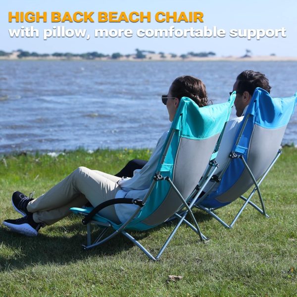KingCamp Low Beach Chairs, Portable Folding Chair for Adults Extra Wide Ergonomic High Back Seat 300lbs Heavy Duty Lightweight Oversized Gear with Carry Bag for Outdoor Lawn Camping Picnic - Image 79