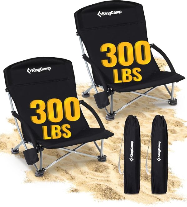 KingCamp Low Beach Chairs, Portable Folding Chair for Adults Extra Wide Ergonomic High Back Seat 300lbs Heavy Duty Lightweight Oversized Gear with Carry Bag for Outdoor Lawn Camping Picnic - Image 81