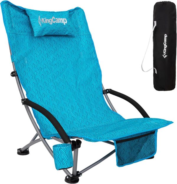 KingCamp Low Beach Chairs, Portable Folding Chair for Adults Extra Wide Ergonomic High Back Seat 300lbs Heavy Duty Lightweight Oversized Gear with Carry Bag for Outdoor Lawn Camping Picnic - Image 83
