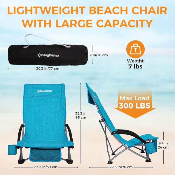 KingCamp Low Beach Chairs, Portable Folding Chair for Adults Extra Wide Ergonomic High Back Seat 300lbs Heavy Duty Lightweight Oversized Gear with Carry Bag for Outdoor Lawn Camping Picnic - Image 85