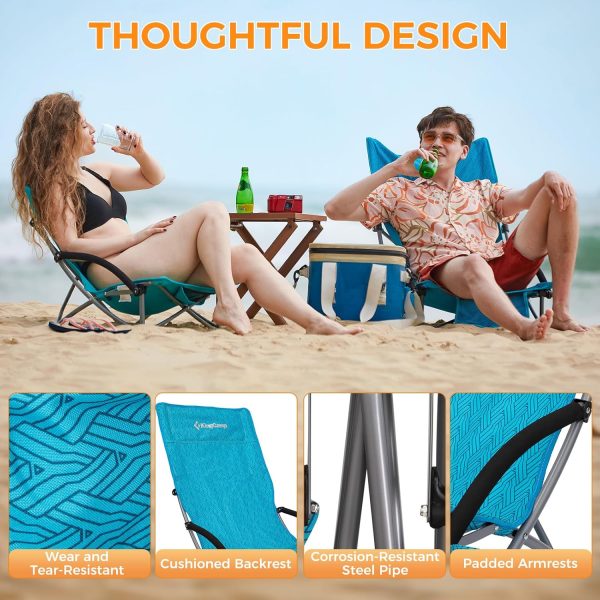 KingCamp Low Beach Chairs, Portable Folding Chair for Adults Extra Wide Ergonomic High Back Seat 300lbs Heavy Duty Lightweight Oversized Gear with Carry Bag for Outdoor Lawn Camping Picnic - Image 86