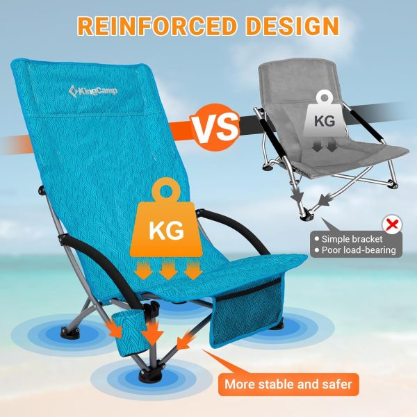 KingCamp Low Beach Chairs, Portable Folding Chair for Adults Extra Wide Ergonomic High Back Seat 300lbs Heavy Duty Lightweight Oversized Gear with Carry Bag for Outdoor Lawn Camping Picnic - Image 87