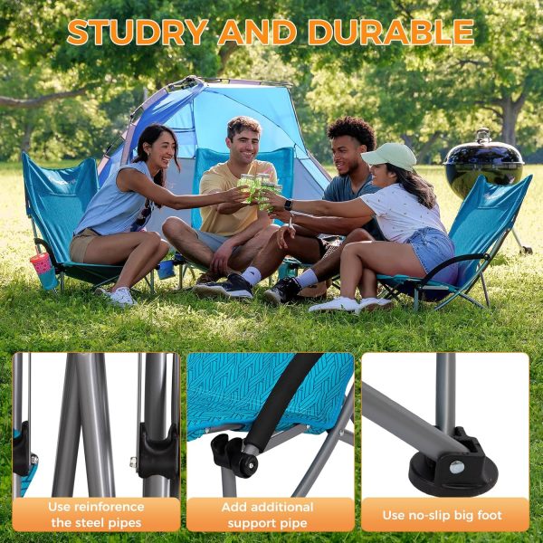 KingCamp Low Beach Chairs, Portable Folding Chair for Adults Extra Wide Ergonomic High Back Seat 300lbs Heavy Duty Lightweight Oversized Gear with Carry Bag for Outdoor Lawn Camping Picnic - Image 88