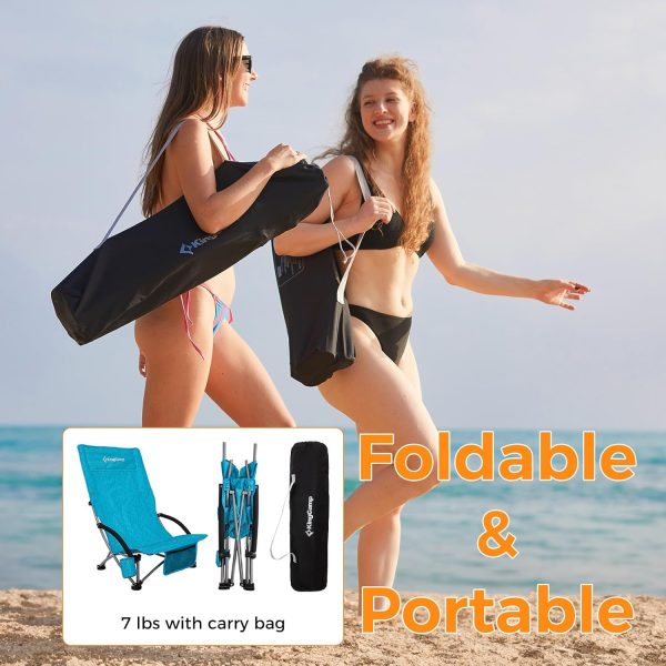 KingCamp Low Beach Chairs, Portable Folding Chair for Adults Extra Wide Ergonomic High Back Seat 300lbs Heavy Duty Lightweight Oversized Gear with Carry Bag for Outdoor Lawn Camping Picnic - Image 89