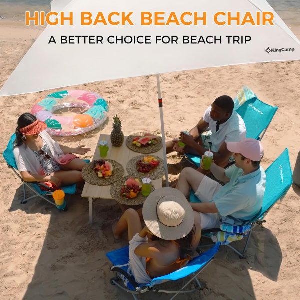 KingCamp Low Beach Chairs, Portable Folding Chair for Adults Extra Wide Ergonomic High Back Seat 300lbs Heavy Duty Lightweight Oversized Gear with Carry Bag for Outdoor Lawn Camping Picnic - Image 90