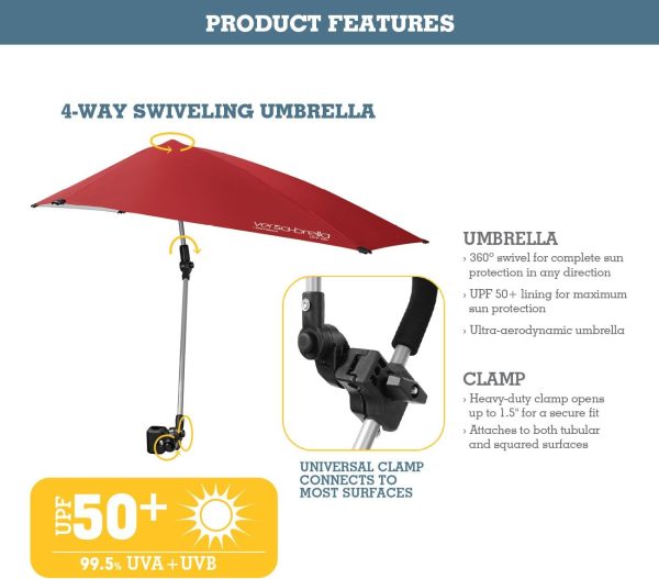Sport-Brella Versa-Brella SPF 50+ Adjustable Umbrella with Universal Clamp - Image 33
