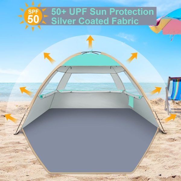 Gorich Beach Tent Sun Shelter for 3/4-5/6-7/8-10 Person with UPF 50＋ UV Protection, Lightweight & Easy Setup Beach Shade Canopy, Portable Beach Shade Tent Beach Cabana - Image 3