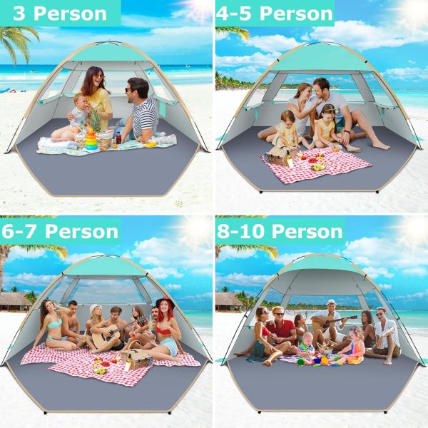 Gorich Beach Tent Sun Shelter for 3/4-5/6-7/8-10 Person with UPF 50＋ UV Protection, Lightweight & Easy Setup Beach Shade Canopy, Portable Beach Shade Tent Beach Cabana - Image 8
