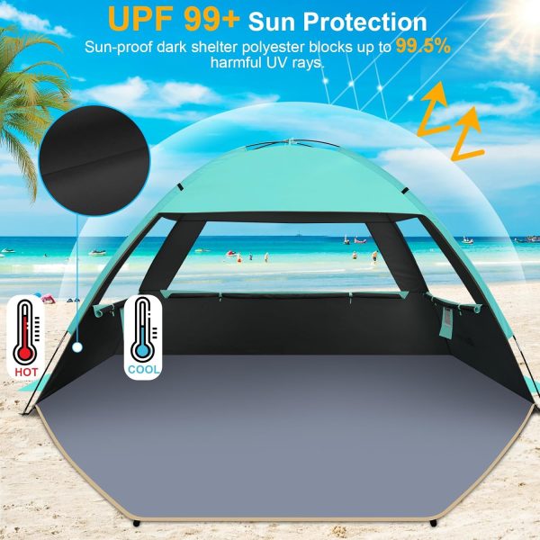Gorich Beach Tent Sun Shelter for 3/4-5/6-7/8-10 Person with UPF 50＋ UV Protection, Lightweight & Easy Setup Beach Shade Canopy, Portable Beach Shade Tent Beach Cabana - Image 11