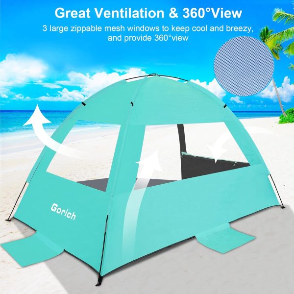 Gorich Beach Tent Sun Shelter for 3/4-5/6-7/8-10 Person with UPF 50＋ UV Protection, Lightweight & Easy Setup Beach Shade Canopy, Portable Beach Shade Tent Beach Cabana - Image 12