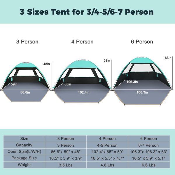Gorich Beach Tent Sun Shelter for 3/4-5/6-7/8-10 Person with UPF 50＋ UV Protection, Lightweight & Easy Setup Beach Shade Canopy, Portable Beach Shade Tent Beach Cabana - Image 17