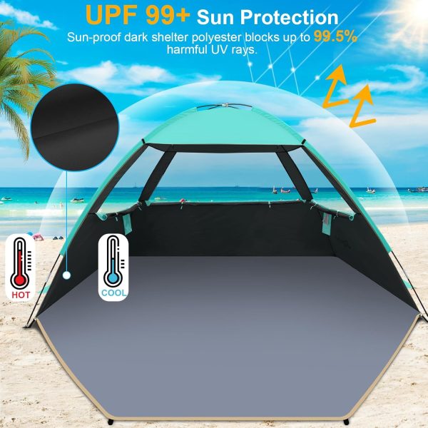 Gorich Beach Tent Sun Shelter for 3/4-5/6-7/8-10 Person with UPF 50＋ UV Protection, Lightweight & Easy Setup Beach Shade Canopy, Portable Beach Shade Tent Beach Cabana - Image 18
