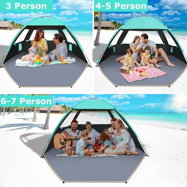 Gorich Beach Tent Sun Shelter for 3/4-5/6-7/8-10 Person with UPF 50＋ UV Protection, Lightweight & Easy Setup Beach Shade Canopy, Portable Beach Shade Tent Beach Cabana - Image 21