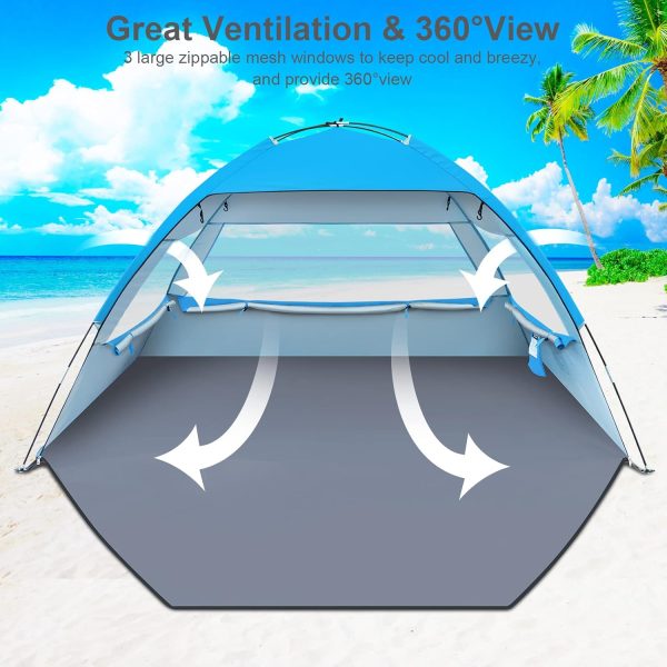 Gorich Beach Tent Sun Shelter for 3/4-5/6-7/8-10 Person with UPF 50＋ UV Protection, Lightweight & Easy Setup Beach Shade Canopy, Portable Beach Shade Tent Beach Cabana - Image 25