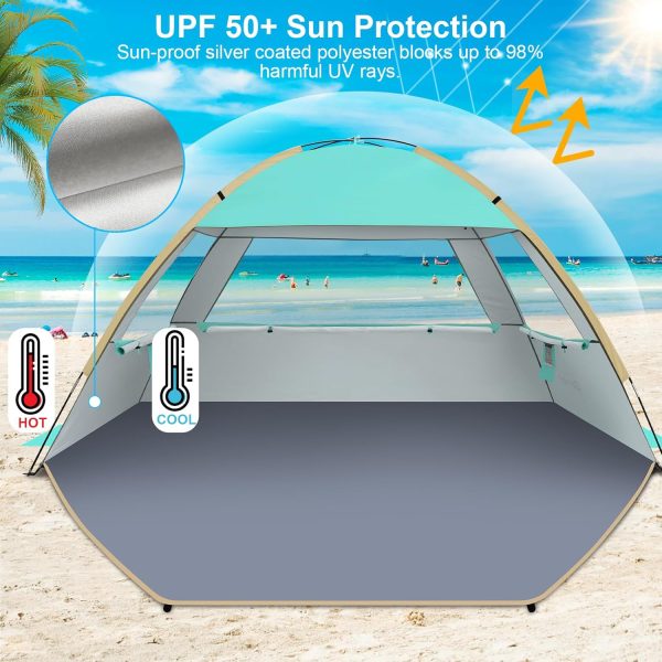 Gorich Beach Tent Sun Shelter for 3/4-5/6-7/8-10 Person with UPF 50＋ UV Protection, Lightweight & Easy Setup Beach Shade Canopy, Portable Beach Shade Tent Beach Cabana - Image 29