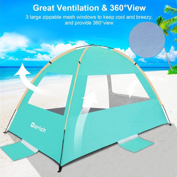 Gorich Beach Tent Sun Shelter for 3/4-5/6-7/8-10 Person with UPF 50＋ UV Protection, Lightweight & Easy Setup Beach Shade Canopy, Portable Beach Shade Tent Beach Cabana - Image 30