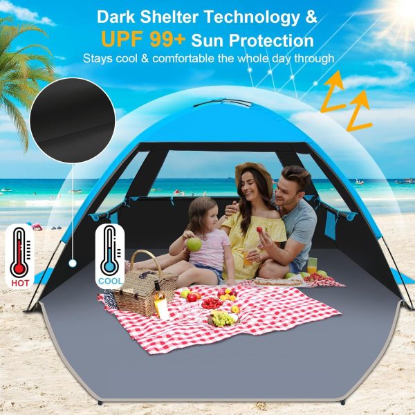 Gorich Beach Tent Sun Shelter for 3/4-5/6-7/8-10 Person with UPF 50＋ UV Protection, Lightweight & Easy Setup Beach Shade Canopy, Portable Beach Shade Tent Beach Cabana - Image 33