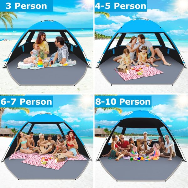 Gorich Beach Tent Sun Shelter for 3/4-5/6-7/8-10 Person with UPF 50＋ UV Protection, Lightweight & Easy Setup Beach Shade Canopy, Portable Beach Shade Tent Beach Cabana - Image 36