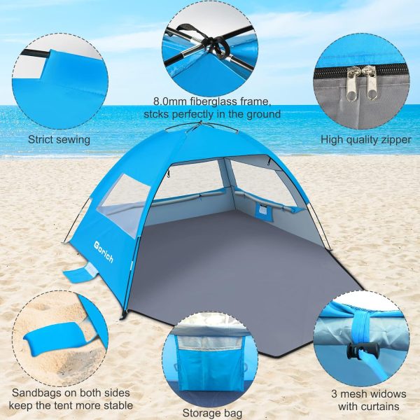 Gorich Beach Tent Sun Shelter for 3/4-5/6-7/8-10 Person with UPF 50＋ UV Protection, Lightweight & Easy Setup Beach Shade Canopy, Portable Beach Shade Tent Beach Cabana - Image 39