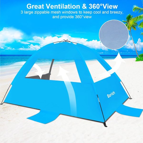 Gorich Beach Tent Sun Shelter for 3/4-5/6-7/8-10 Person with UPF 50＋ UV Protection, Lightweight & Easy Setup Beach Shade Canopy, Portable Beach Shade Tent Beach Cabana - Image 40