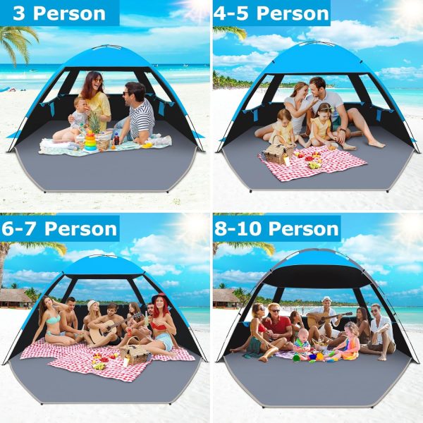 Gorich Beach Tent Sun Shelter for 3/4-5/6-7/8-10 Person with UPF 50＋ UV Protection, Lightweight & Easy Setup Beach Shade Canopy, Portable Beach Shade Tent Beach Cabana - Image 41