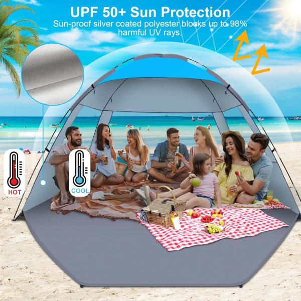 Gorich Beach Tent Sun Shelter for 3/4-5/6-7/8-10 Person with UPF 50＋ UV Protection, Lightweight & Easy Setup Beach Shade Canopy, Portable Beach Shade Tent Beach Cabana - Image 54