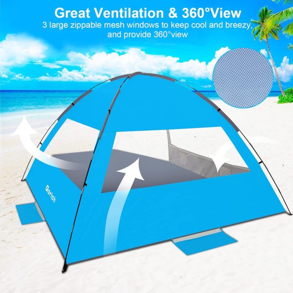 Gorich Beach Tent Sun Shelter for 3/4-5/6-7/8-10 Person with UPF 50＋ UV Protection, Lightweight & Easy Setup Beach Shade Canopy, Portable Beach Shade Tent Beach Cabana - Image 55